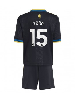 Billige Manchester United Leny Yoro #15 Tredjedraktsett Barn 2025-26 Kortermet (+ Korte bukser)
